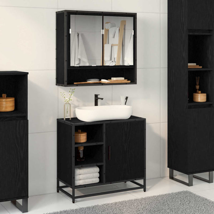 Mobile da Bagno Rovere Nero 65 x 33 x 60 cm Legno multistrato 883636