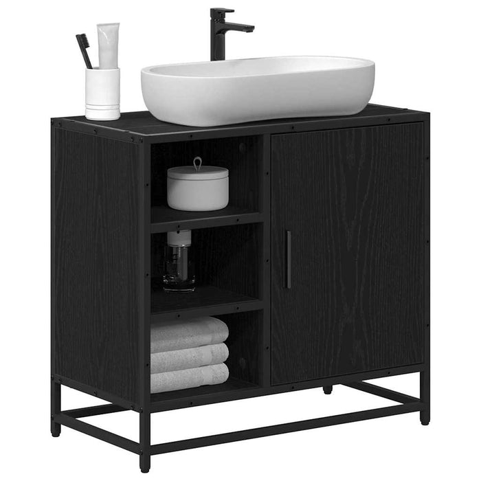 Armadio per Lavabo da Bagno Rovere nero 65 x 33 x 60 cm 883636