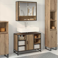 Mobile da Bagno con porta Rovere artigianale 80 x 33 x 60 cm 883638