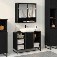 Armadio per Lavabo da Bagno Rovere nero 80 x 33 x 60 cm 883639