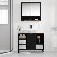 Armadio per Lavabo da Bagno Rovere nero 80 x 33 x 60 cm 883639