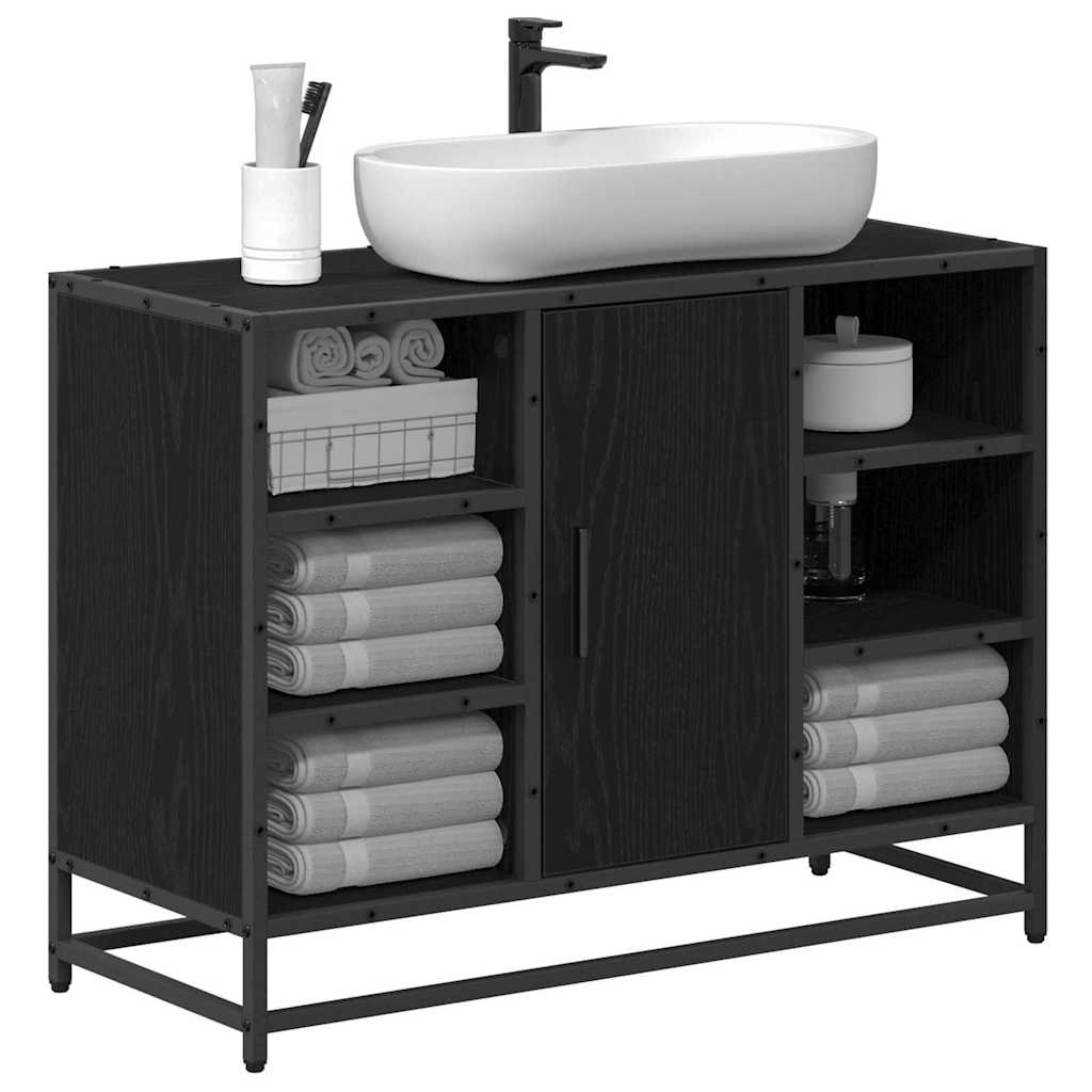 Armadio per Lavabo da Bagno Rovere nero 80 x 33 x 60 cm 883639