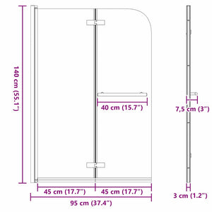 Involucro Doccia Oro 95 x 140 cm Vetro ESG e Alluminio 42018540