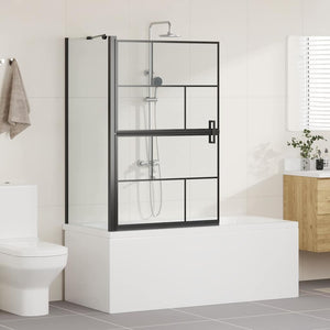 Schermo per Bagno e Doccia Nero e trasparente 116 x 68 x 128 cm