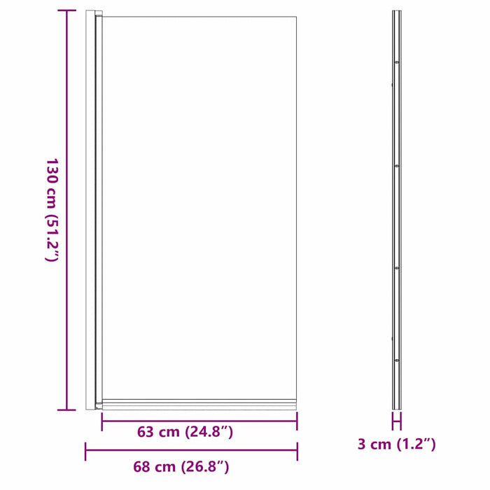 Schermo per Bagno e Doccia Nero 68 x 130 cm Vetro Temperato 42018544