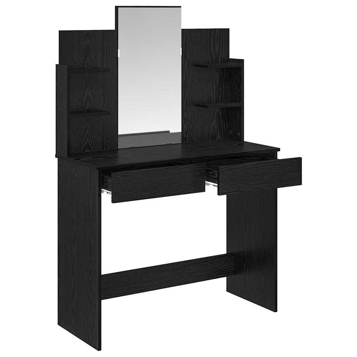 Toilette con Specchio con cassetto-Tavolo da Vanit¨¤ Rovere Nero 96 x 39 x 142 cm