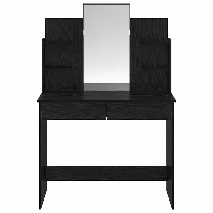 Toilette con Specchio con cassetto-Tavolo da Vanit¨¤ Rovere Nero 96 x 39 x 142 cm