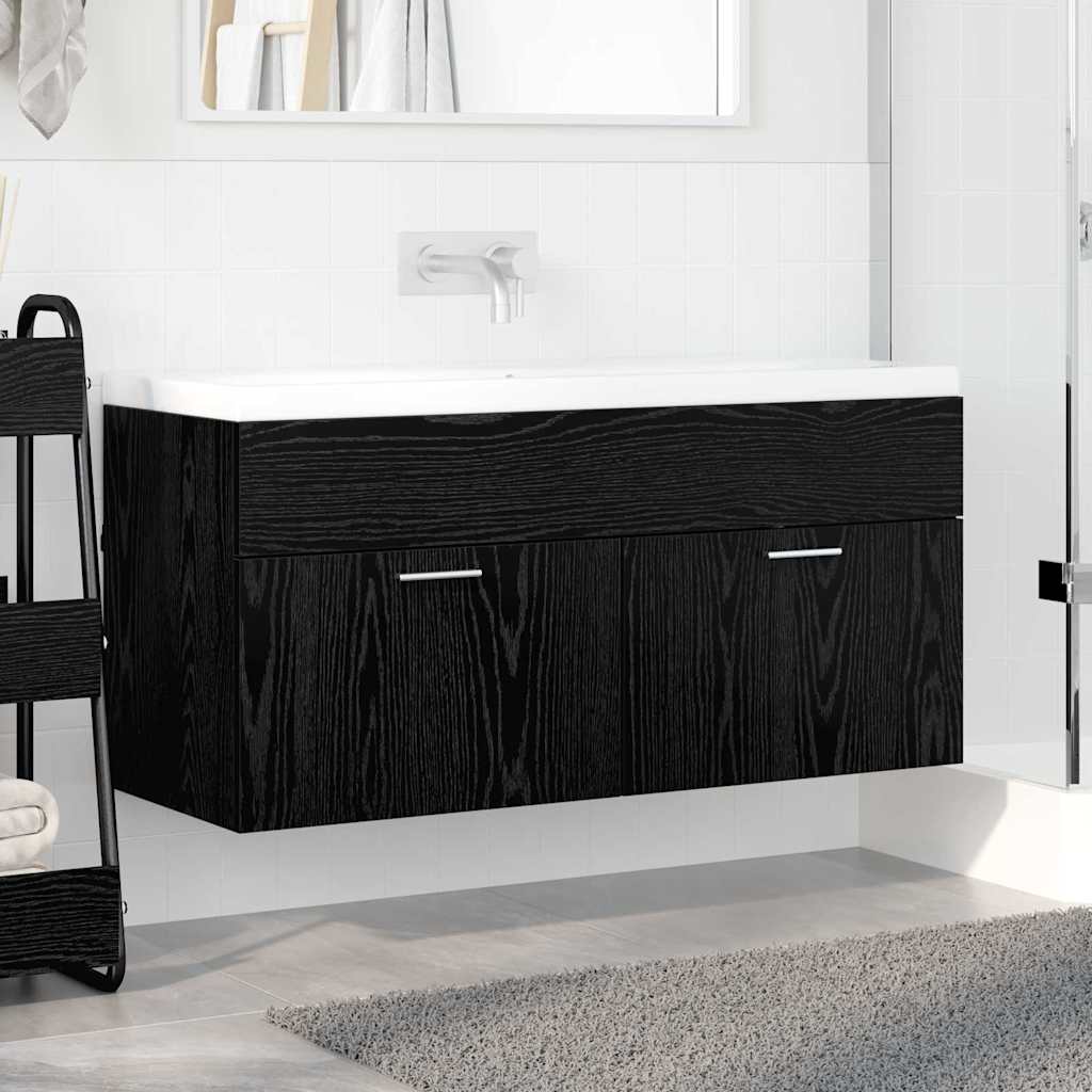 Armadio sottolavello con porta Rovere Nero 38,5 x 100 x 46 cm 880443