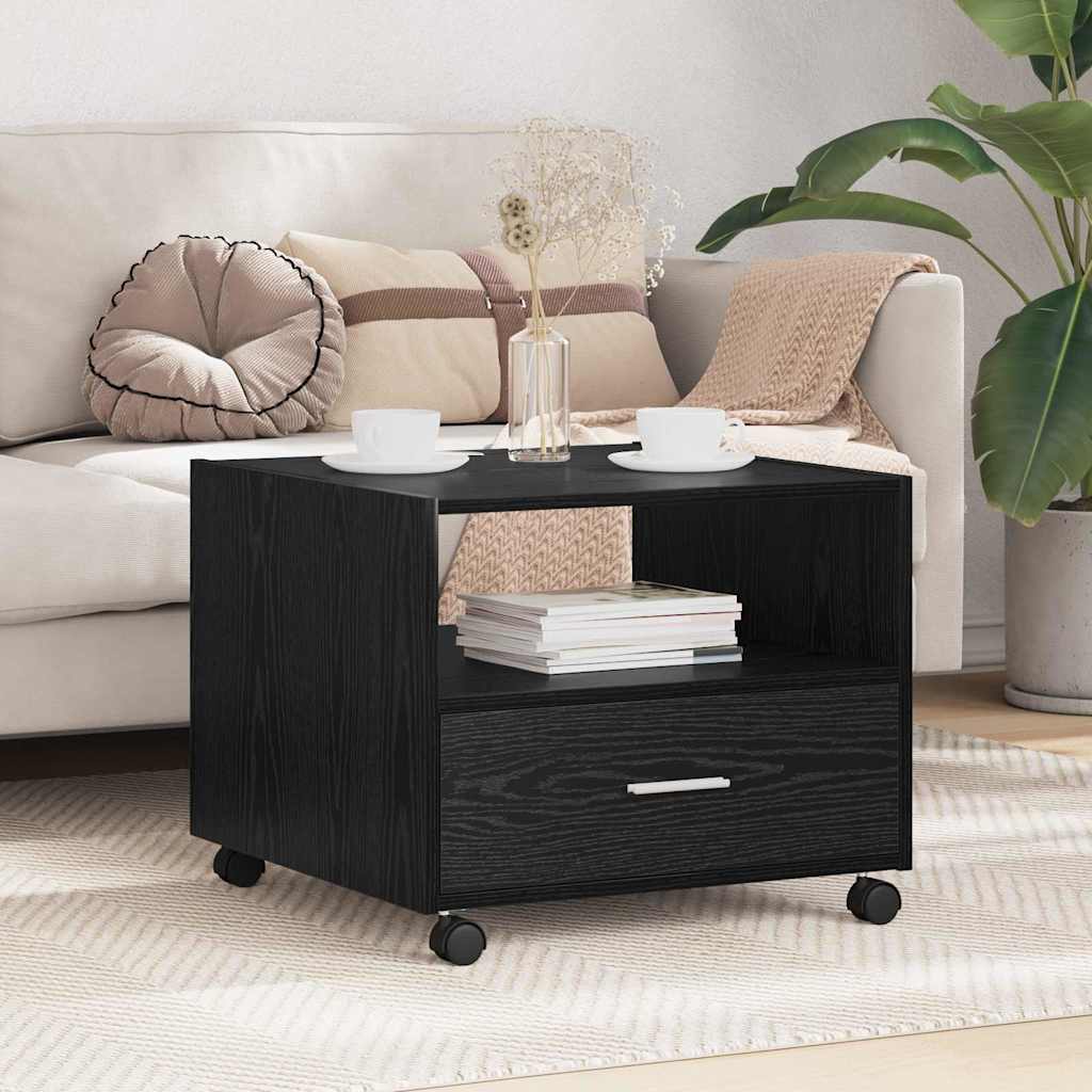 Tavolino da salotto con cassetto Rovere nero 55 x 55 x 45 cm 880470