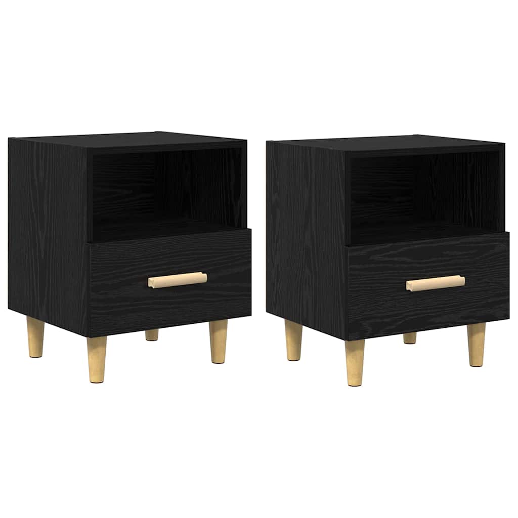 Armadio da Notte 2 pcs Rovere nero 40 x 35 x 47,5 cm 880588