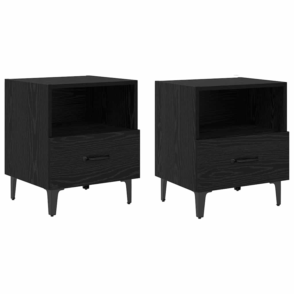Armadio da Notte 2 pcs Rovere nero 40 x 35 x 47,5 cm 880602