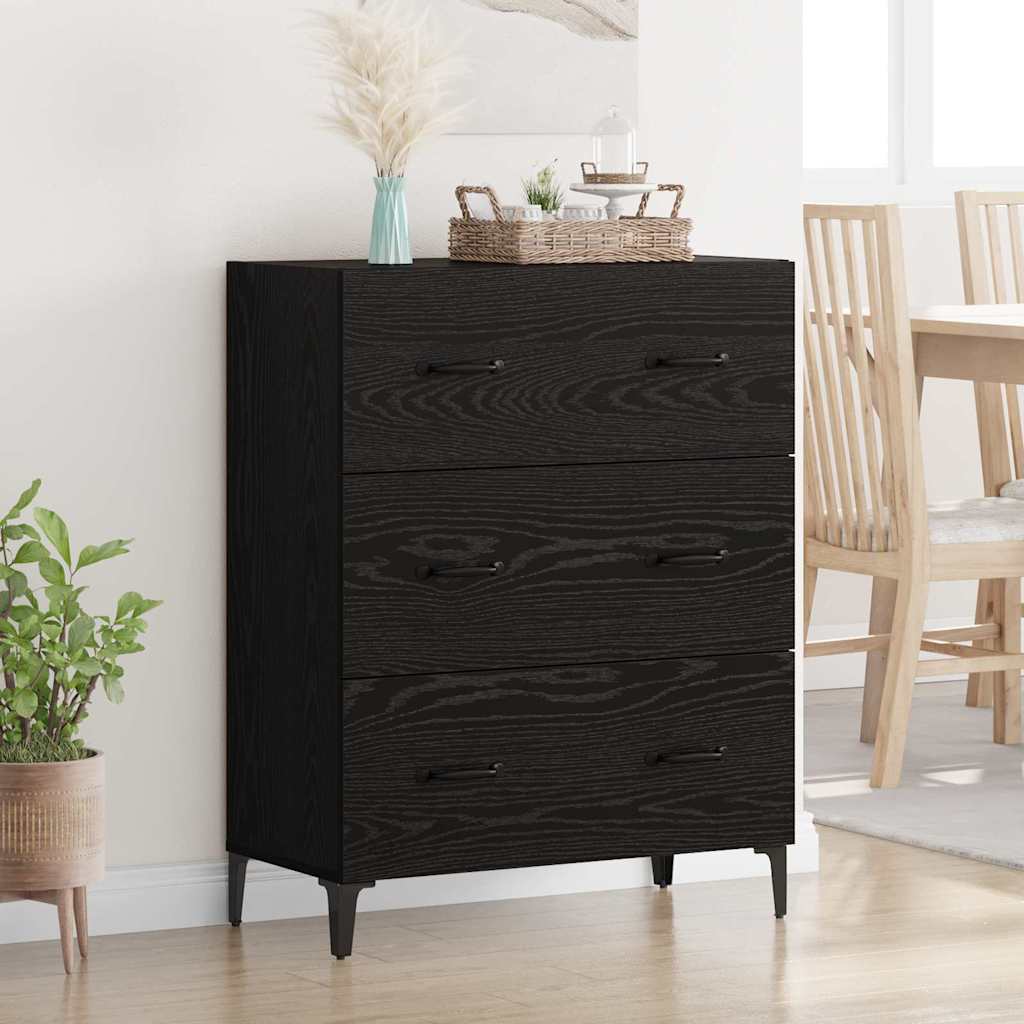 Credenza con cassetto Rovere Nero 69,5 x 34 x 90 cm 880645