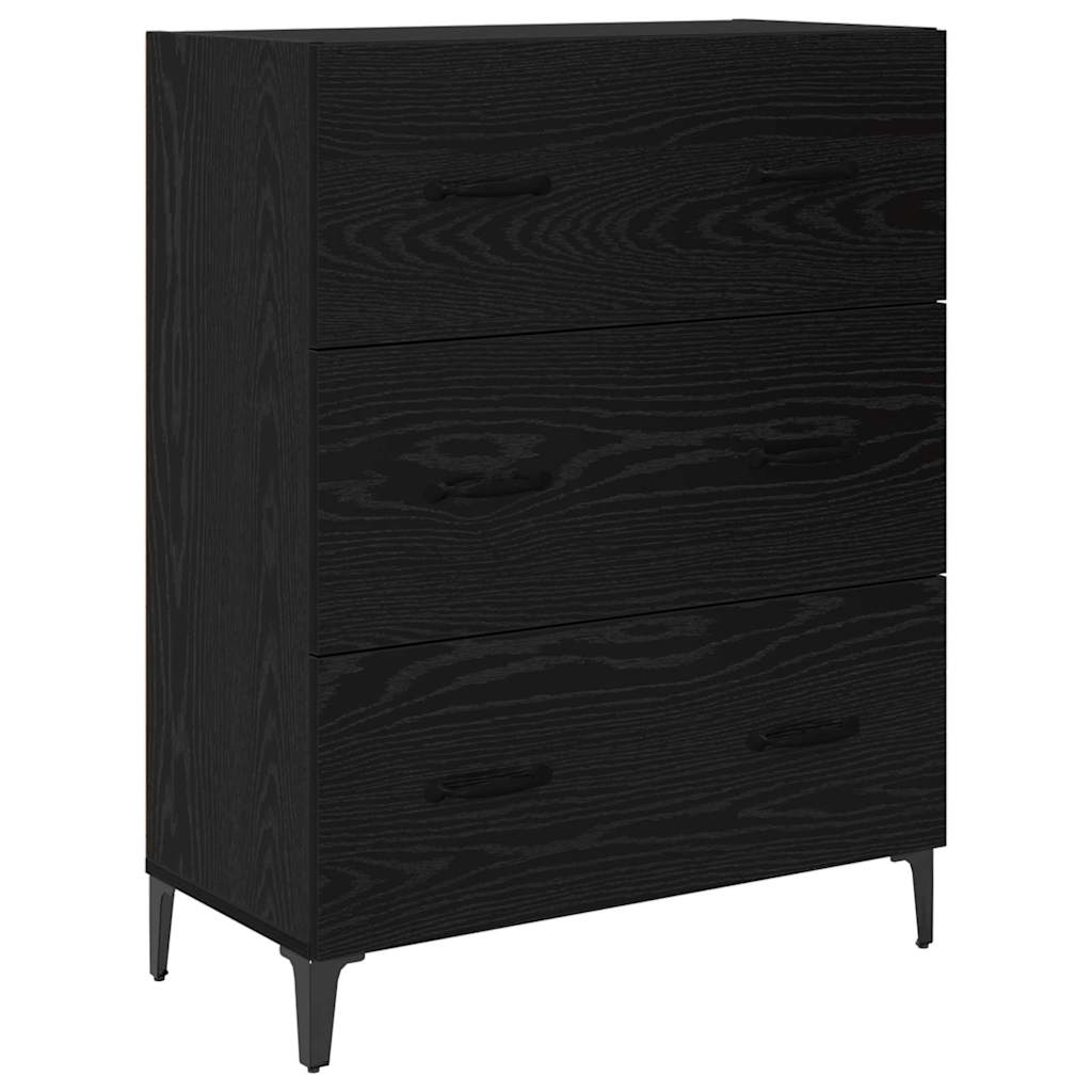 Credenza con cassetto Rovere Nero 69,5 x 34 x 90 cm 880645