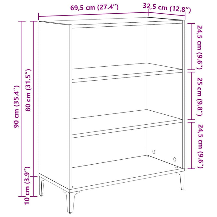 Credenza Rovere nero 32.5 x 69.5 x 90 cm Legno multistrato 880712