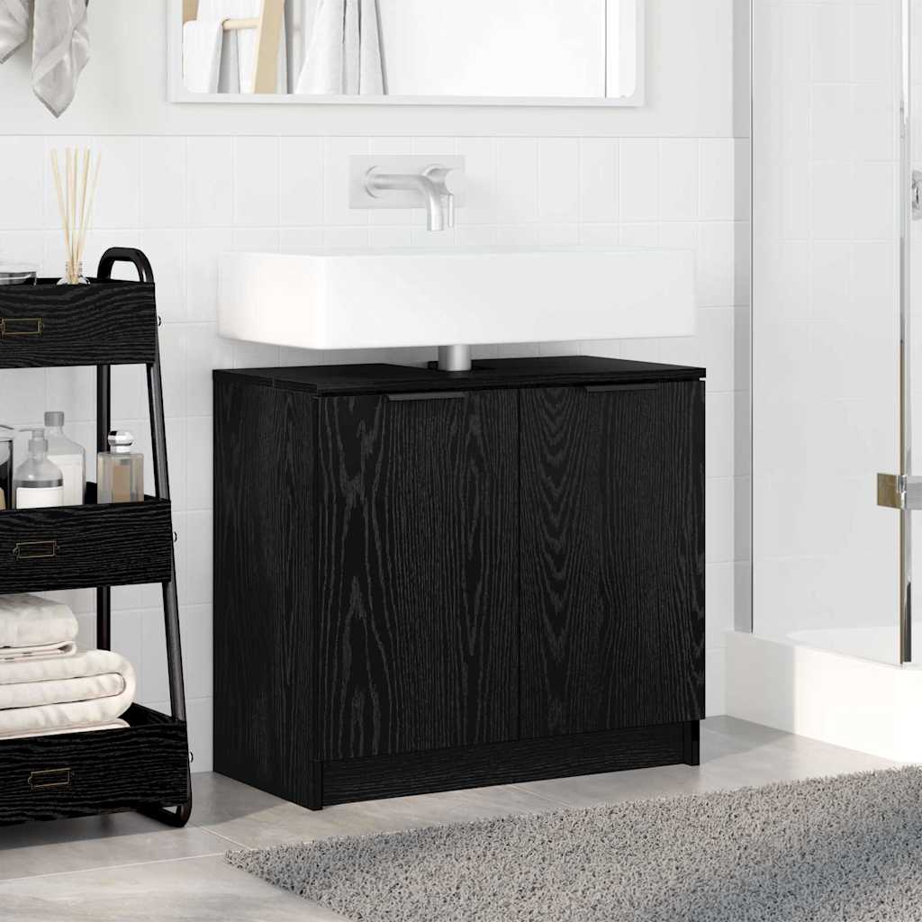Mobile da Bagno con porta Rovere Nero 64,5 x 33,5 x 59 cm 880745