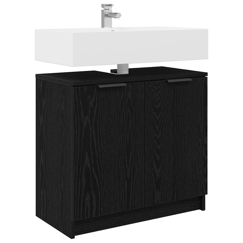 Mobile da Bagno con porta Rovere Nero 64,5 x 33,5 x 59 cm 880745