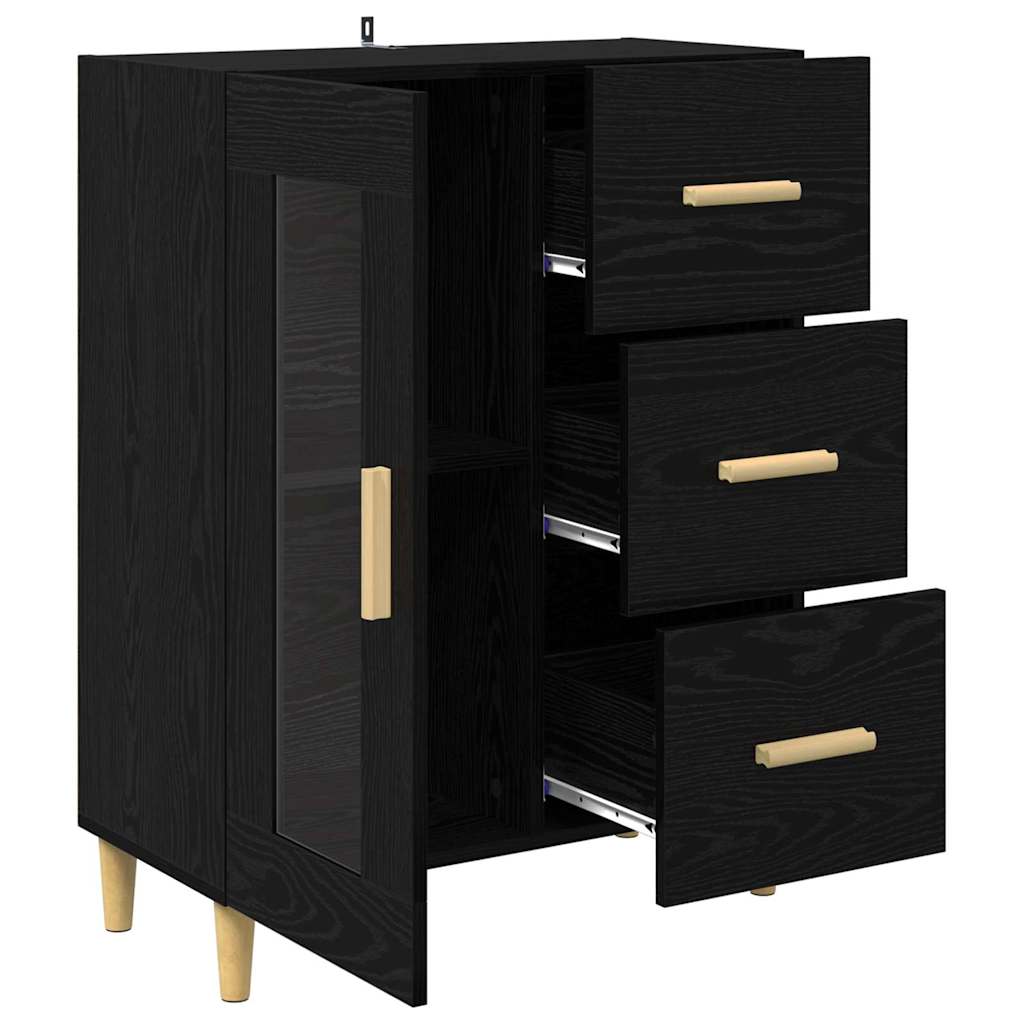 Credenza Rovere Nero 69,5 x 34 x 90 cm Legno multistrato 880835