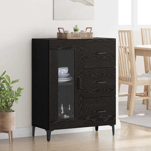 Credenza con cassetto Rovere Nero 69,5 x 34 x 90 cm 880844