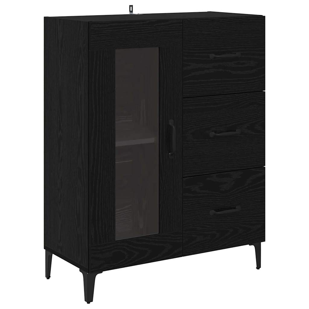 Credenza con Cassetto-Buffet-Armadio da cucina Rovere Nero 69,5 x 34 x 90 cm 377339