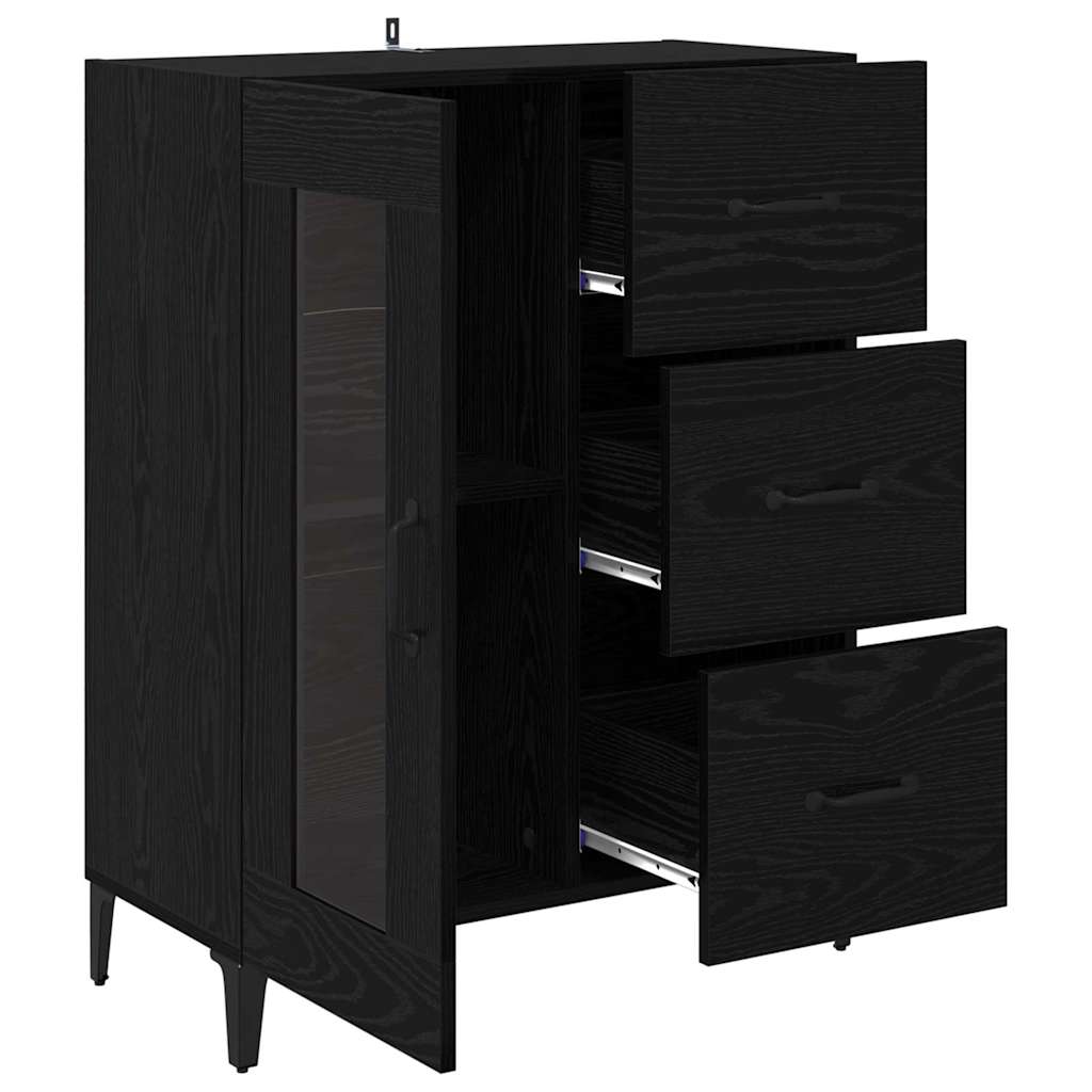 Credenza con cassetto Rovere Nero 69,5 x 34 x 90 cm 880844
