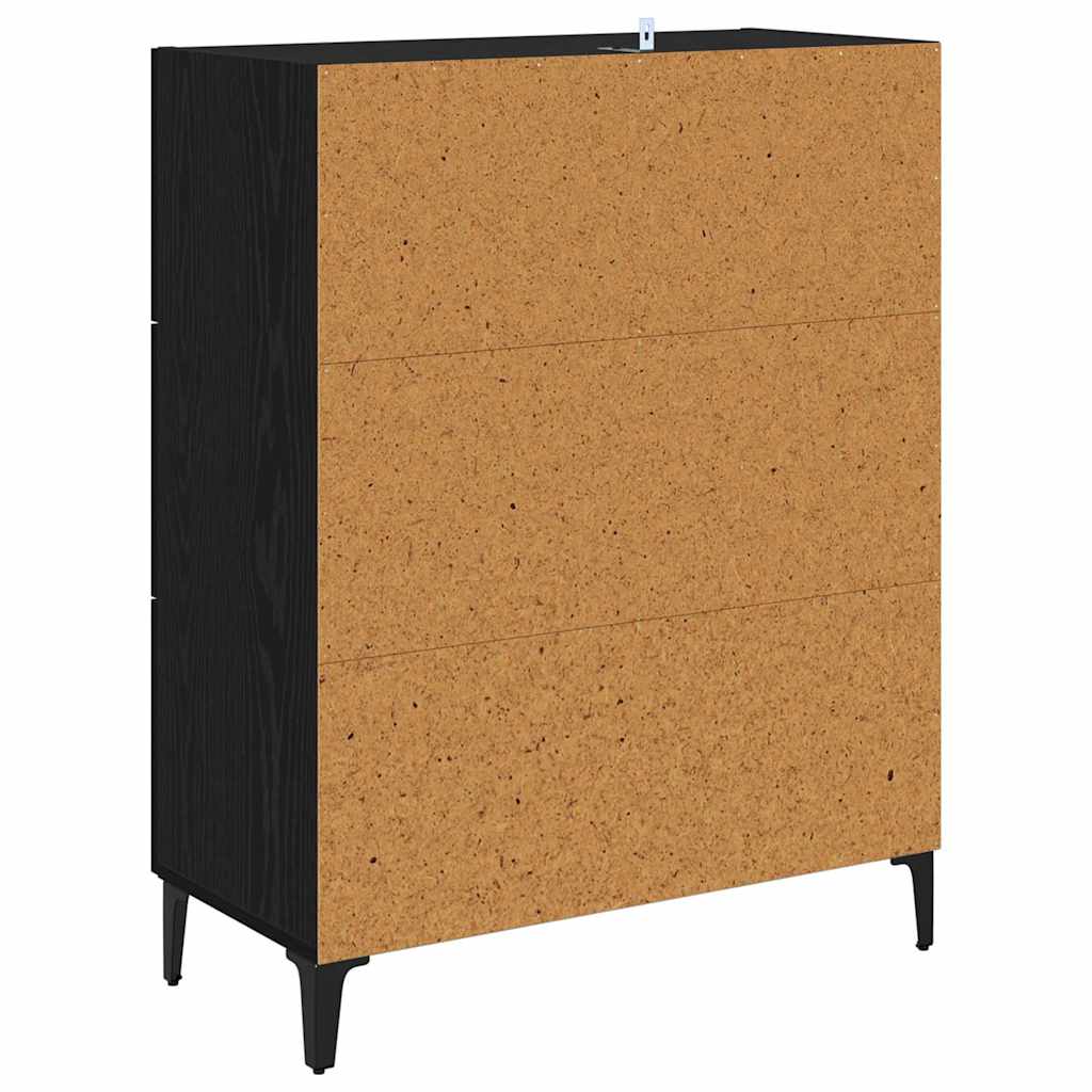 Credenza con cassetto Rovere Nero 69,5 x 34 x 90 cm 880844