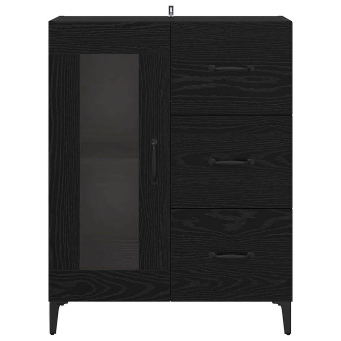 Credenza con cassetto Rovere Nero 69,5 x 34 x 90 cm 880844