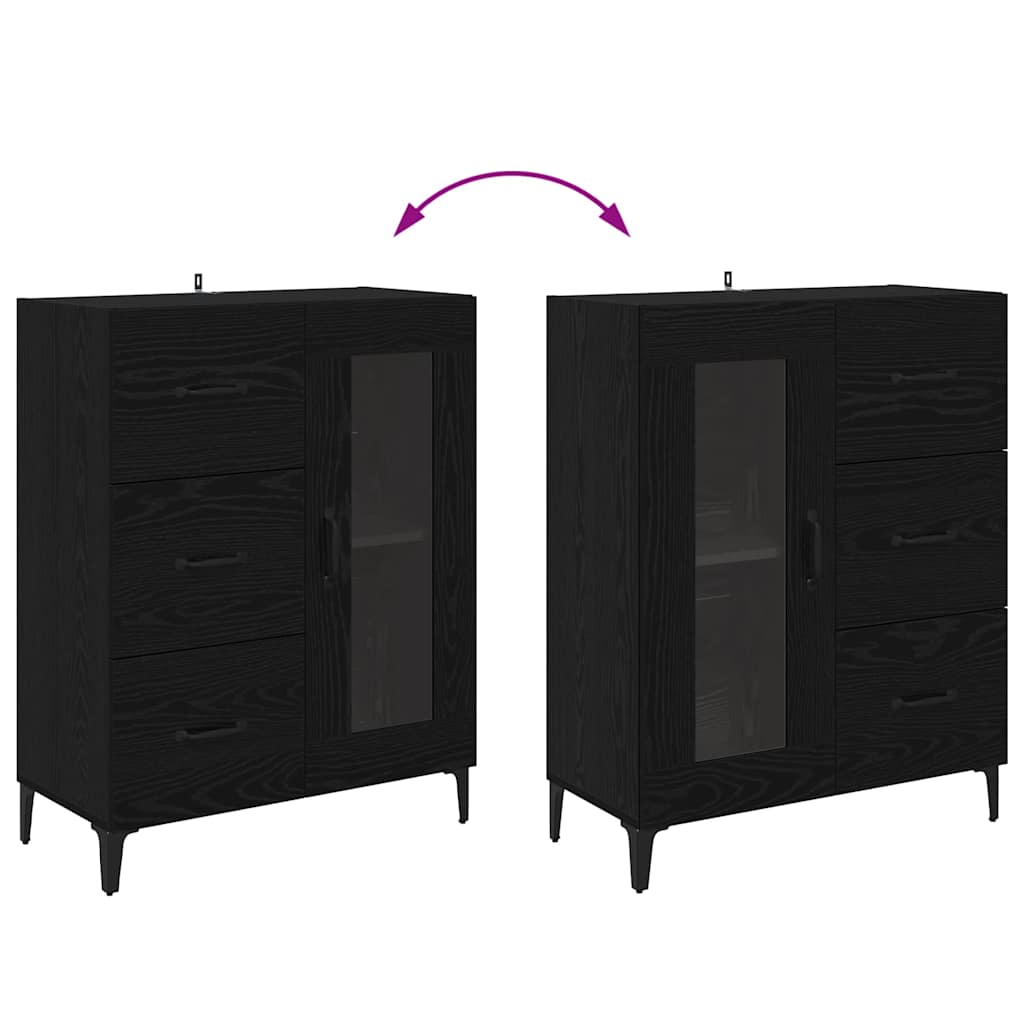 Credenza con cassetto Rovere Nero 69,5 x 34 x 90 cm 880844