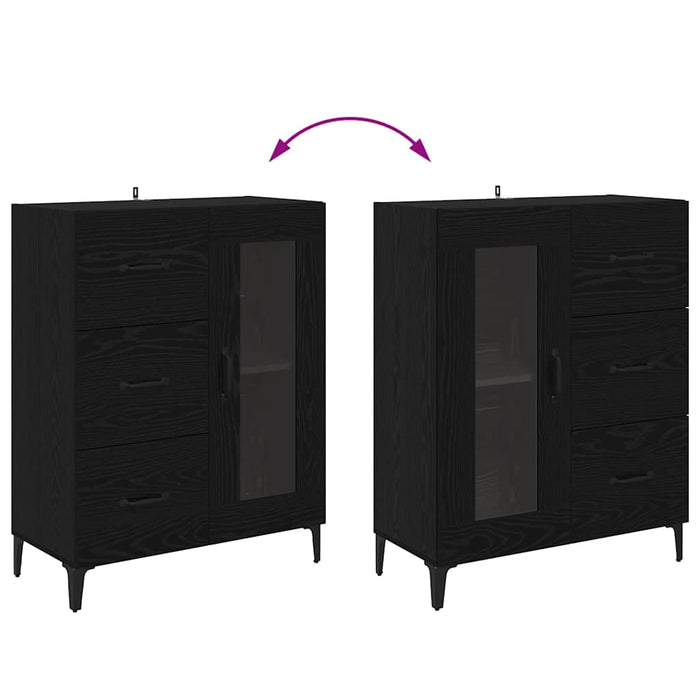 Credenza con cassetto Rovere Nero 69,5 x 34 x 90 cm 880844