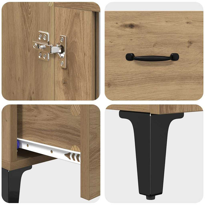 Credenza con cassetto Rovere artigianale 70 x 31 x 115 cm 880861