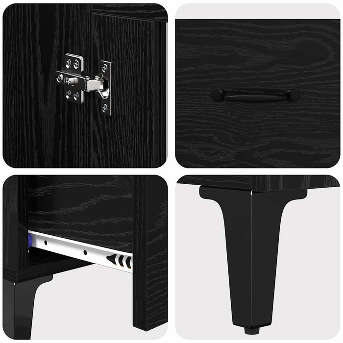 Credenza con cassetto Rovere Nero 70 x 31 x 115 cm 880862