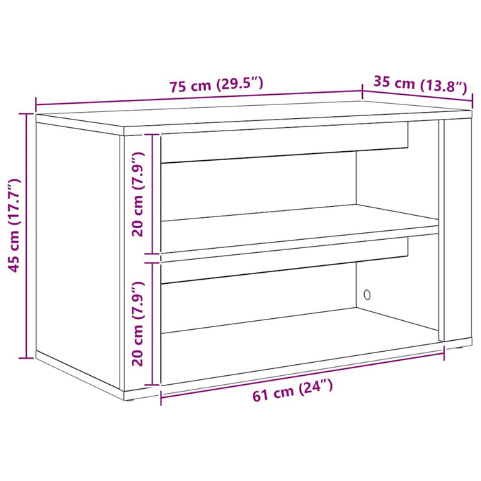 Scarpiera Legno vecchio 75 x 35 x 45 cm Legno multistrato 881015