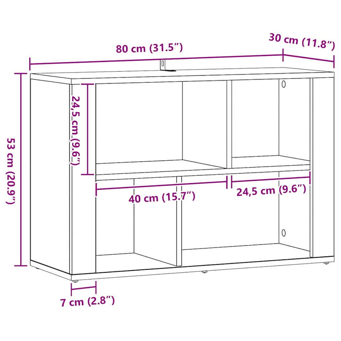 Credenza Rovere Nero 80 x 30 x 53 cm Legno multistrato 881101
