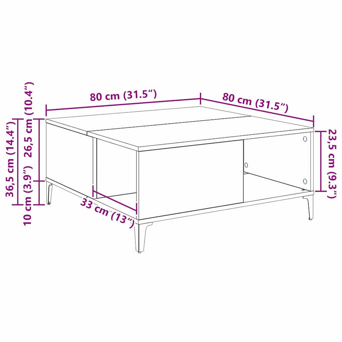 Tavolino da salotto Legno vecchio 80 x 80 x 36,5 cm 881183