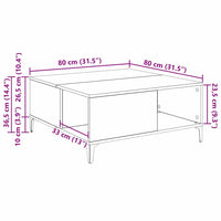 Tavolino da salotto Rovere Nero 80 x 80 x 36,5 cm 881185