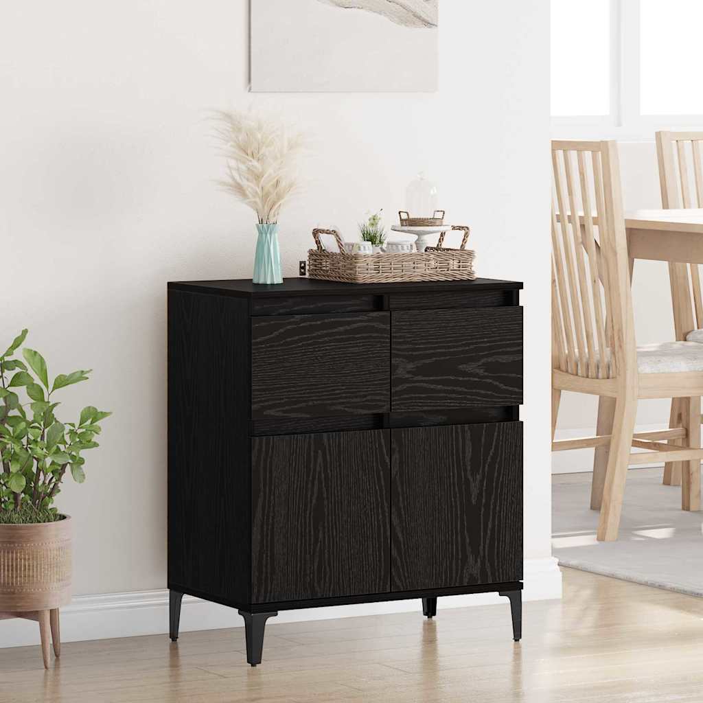 Credenza con cassetto Rovere Nero 60 x 35 x 70 cm 881220