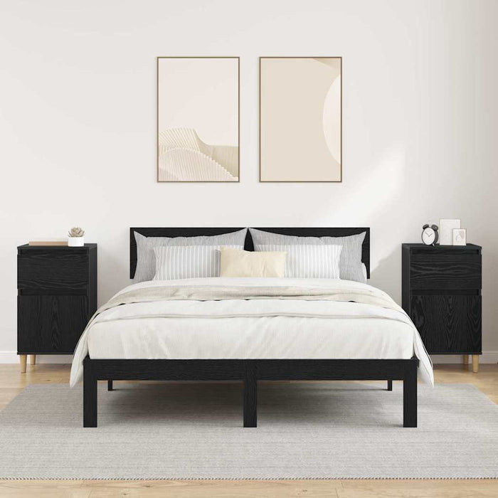 Armadio da Notte con cassetto 2 pcs Rovere Nero 40 x 35 x 70 cm 881238