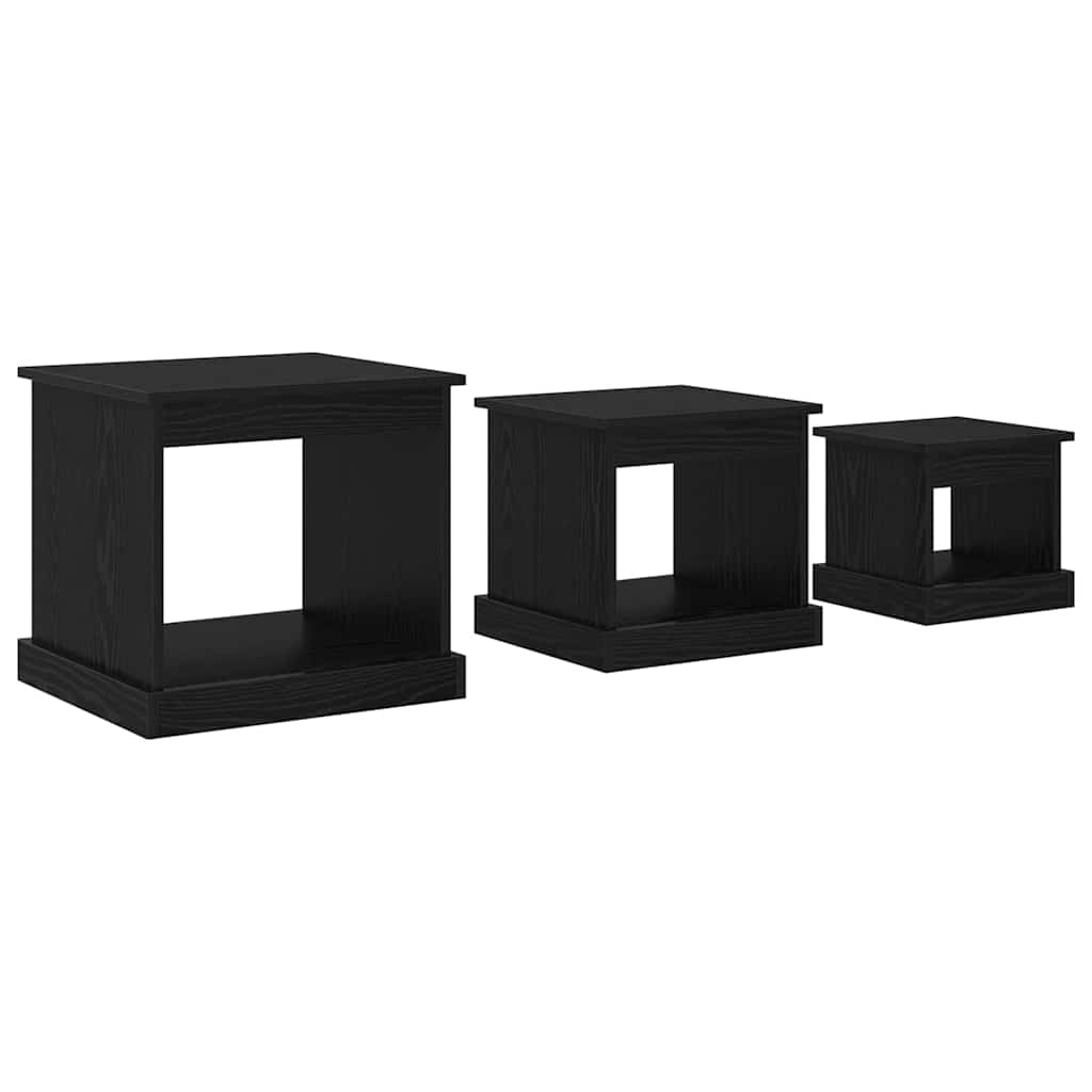 Tavolino da salotto 3 pcs Rovere Nero Legno multistrato 881452