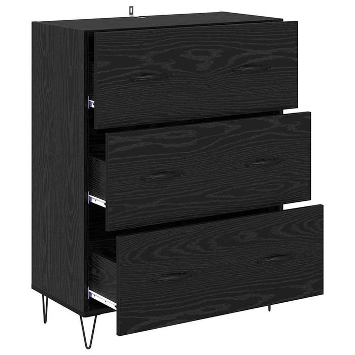 Credenza con cassetto Rovere Nero 69,5 x 34 x 90 cm 881497