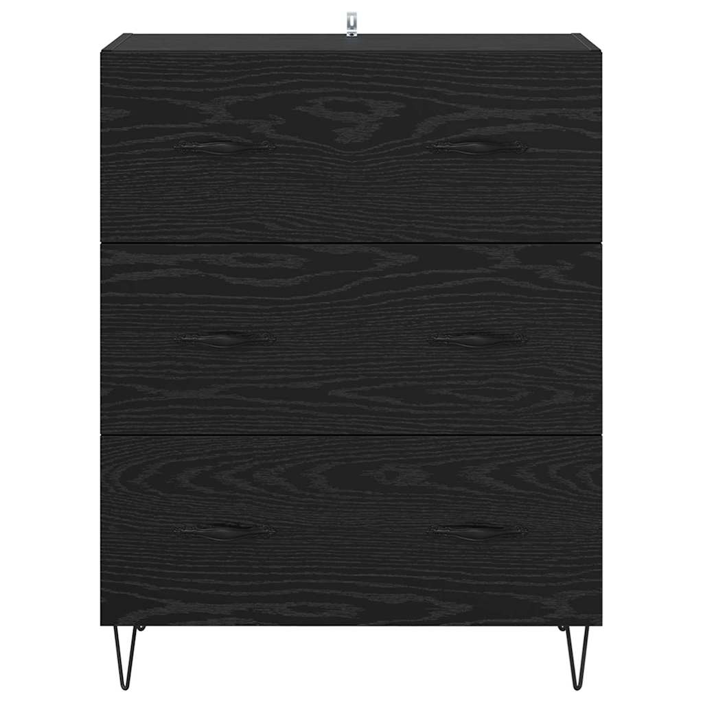 Credenza con cassetto Rovere Nero 69,5 x 34 x 90 cm 881497