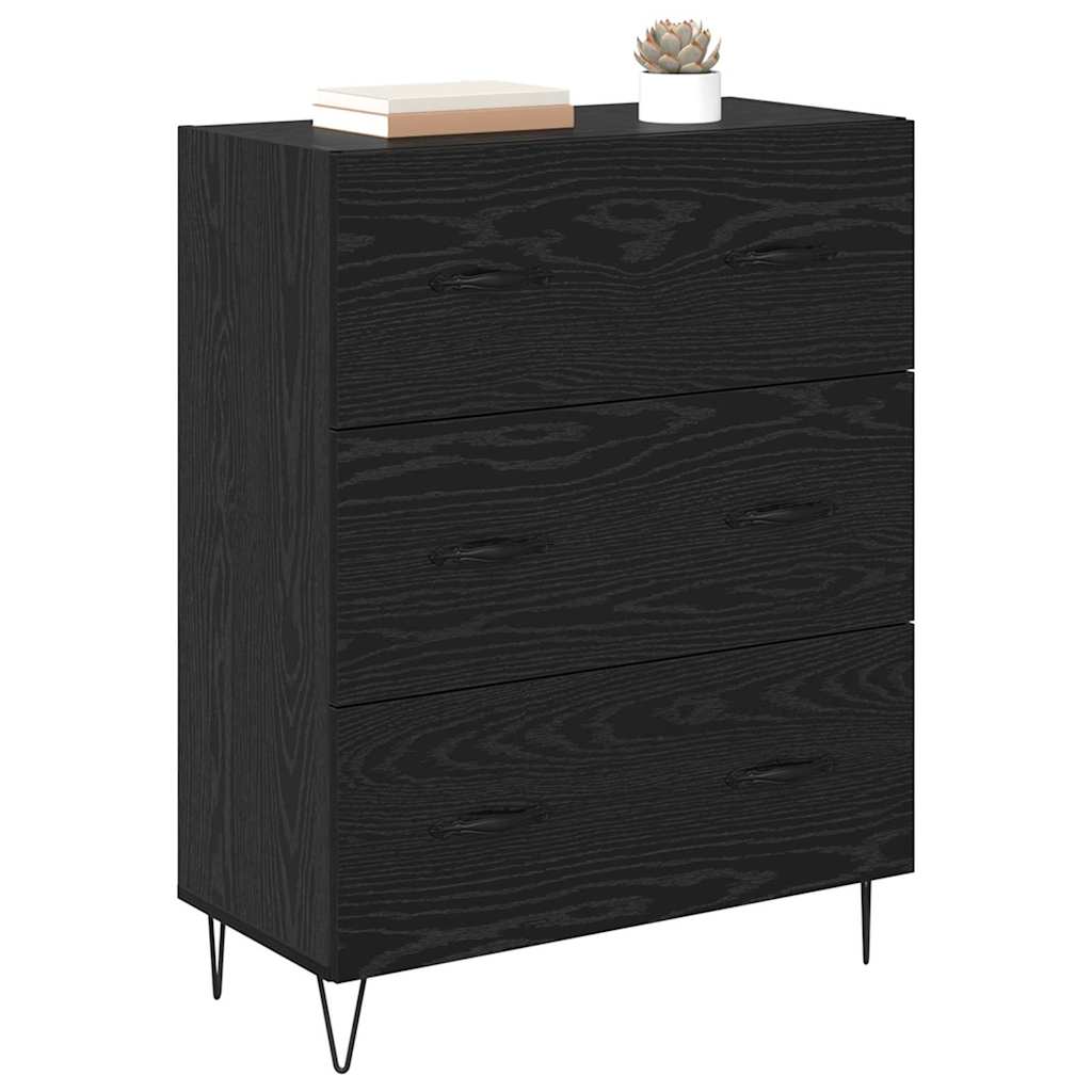 Credenza con Cassetto-Buffet-Armadio da cucina Rovere Nero 69,5 x 34 x 90 cm 302577