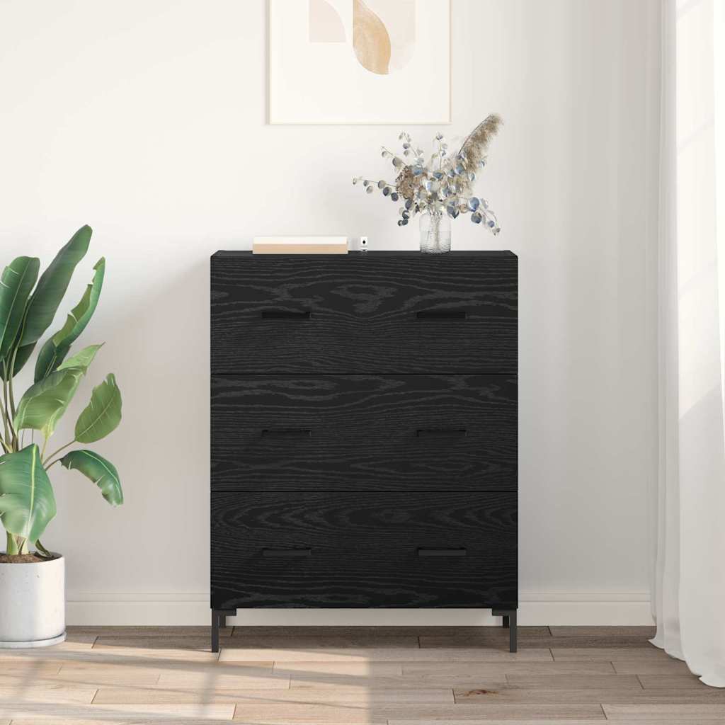 Credenza con cassetto Rovere Nero 69,5 x 34 x 90 cm 881506