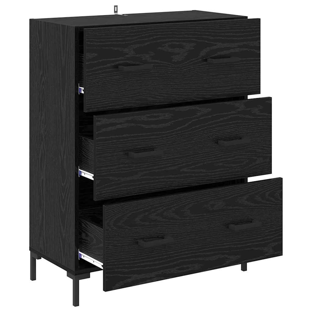 Credenza con cassetto Rovere Nero 69,5 x 34 x 90 cm 881506