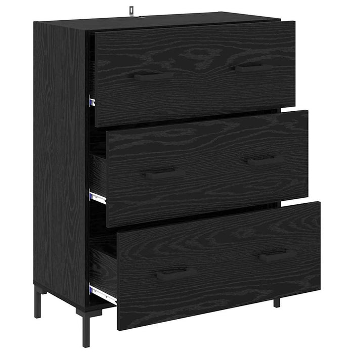 Credenza con cassetto Rovere Nero 69,5 x 34 x 90 cm 881506