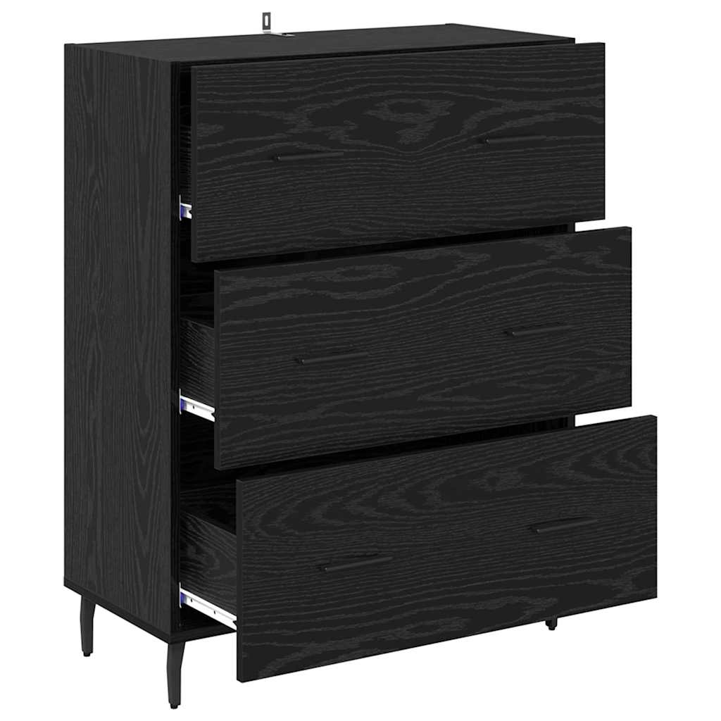 Credenza con cassetto Rovere Nero 69,5 x 34 x 90 cm 881515