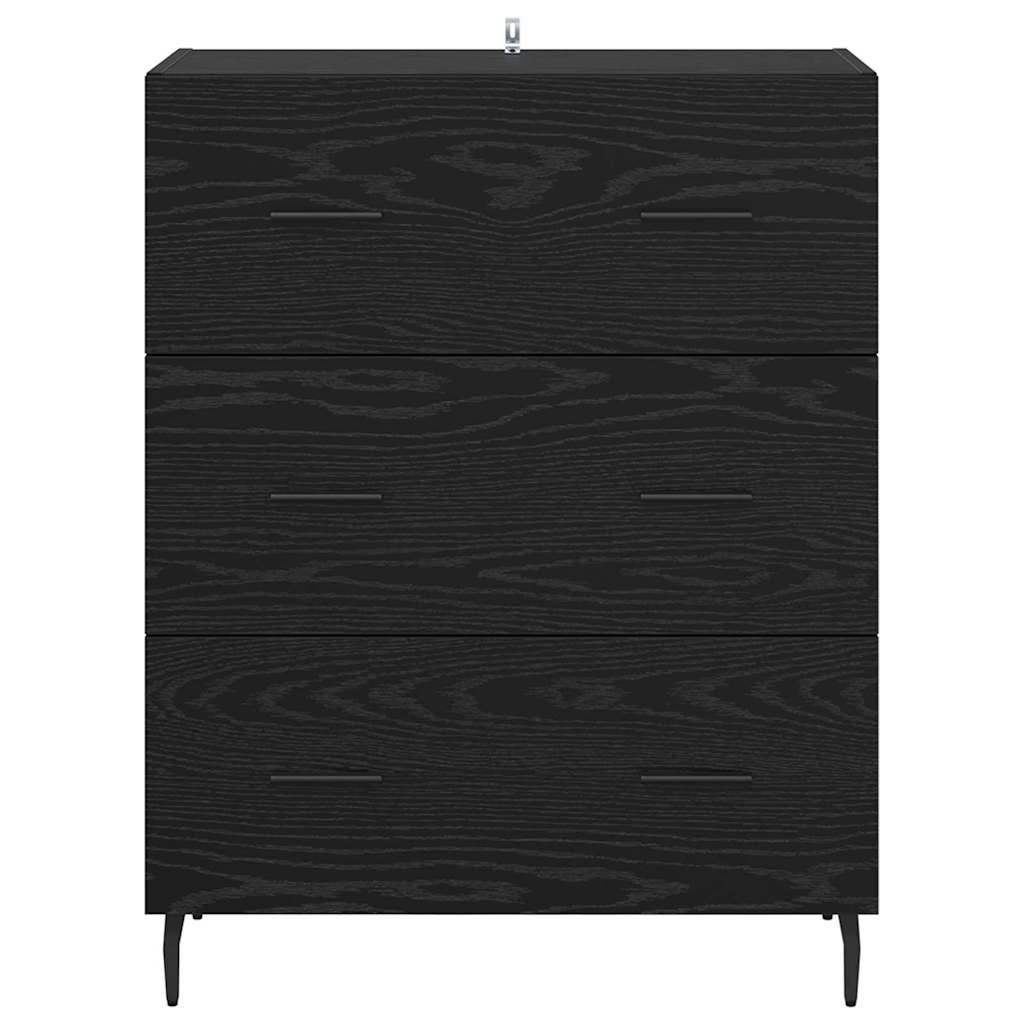 Credenza con cassetto Rovere Nero 69,5 x 34 x 90 cm 881515
