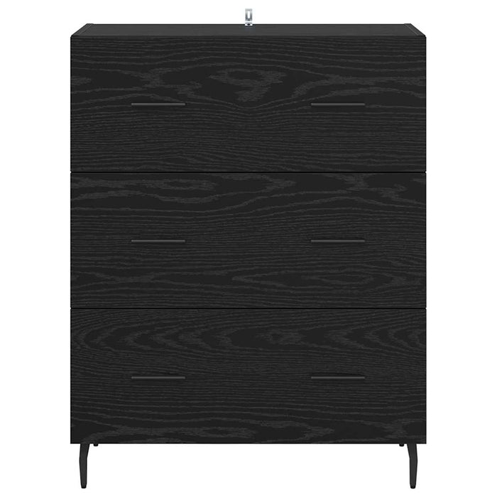 Credenza con cassetto Rovere Nero 69,5 x 34 x 90 cm 881515