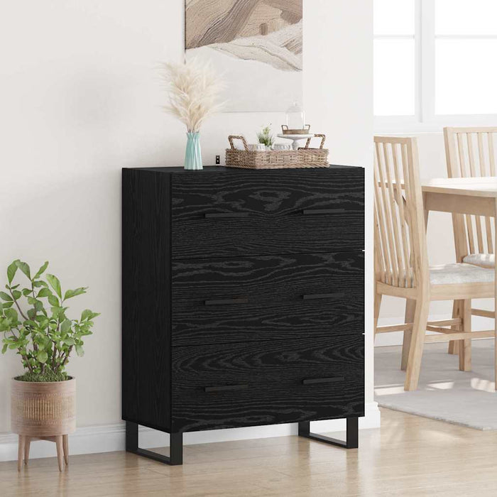 Credenza con cassetto Rovere Nero 69,5 x 34 x 90 cm 881524