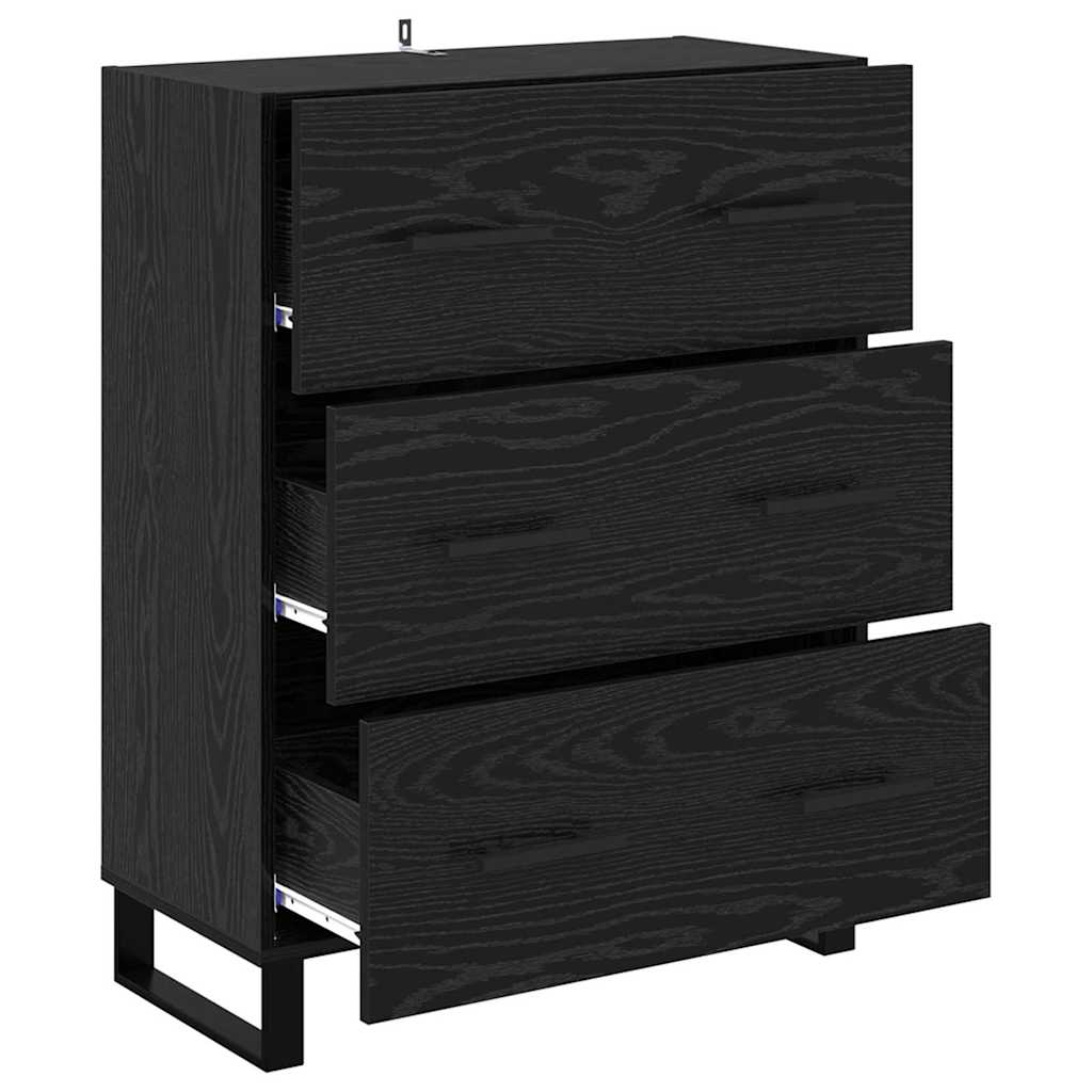 Credenza con cassetto Rovere Nero 69,5 x 34 x 90 cm 881524