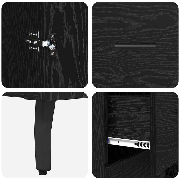 Credenza con cassetto Rovere Nero 69,5 x 34 x 90 cm 881533