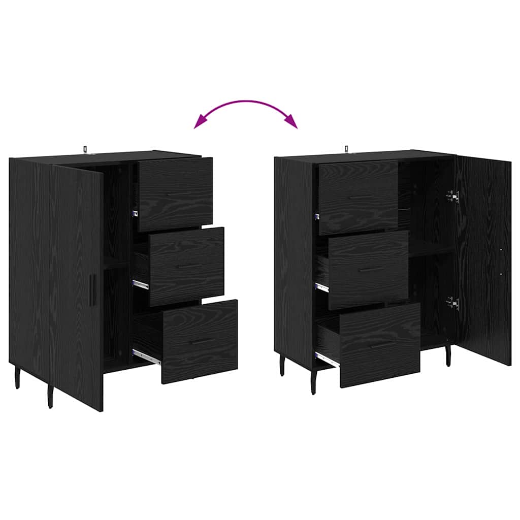 Credenza con cassetto Rovere Nero 69,5 x 34 x 90 cm 881533